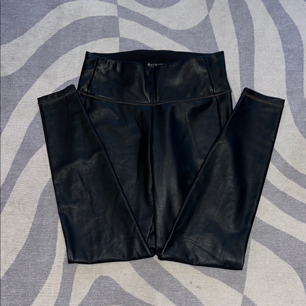 Black Faux Leather Athleta Leggings
